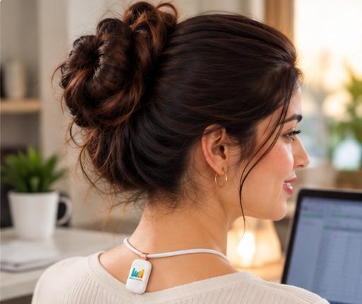 Sensor sitting on the upper back