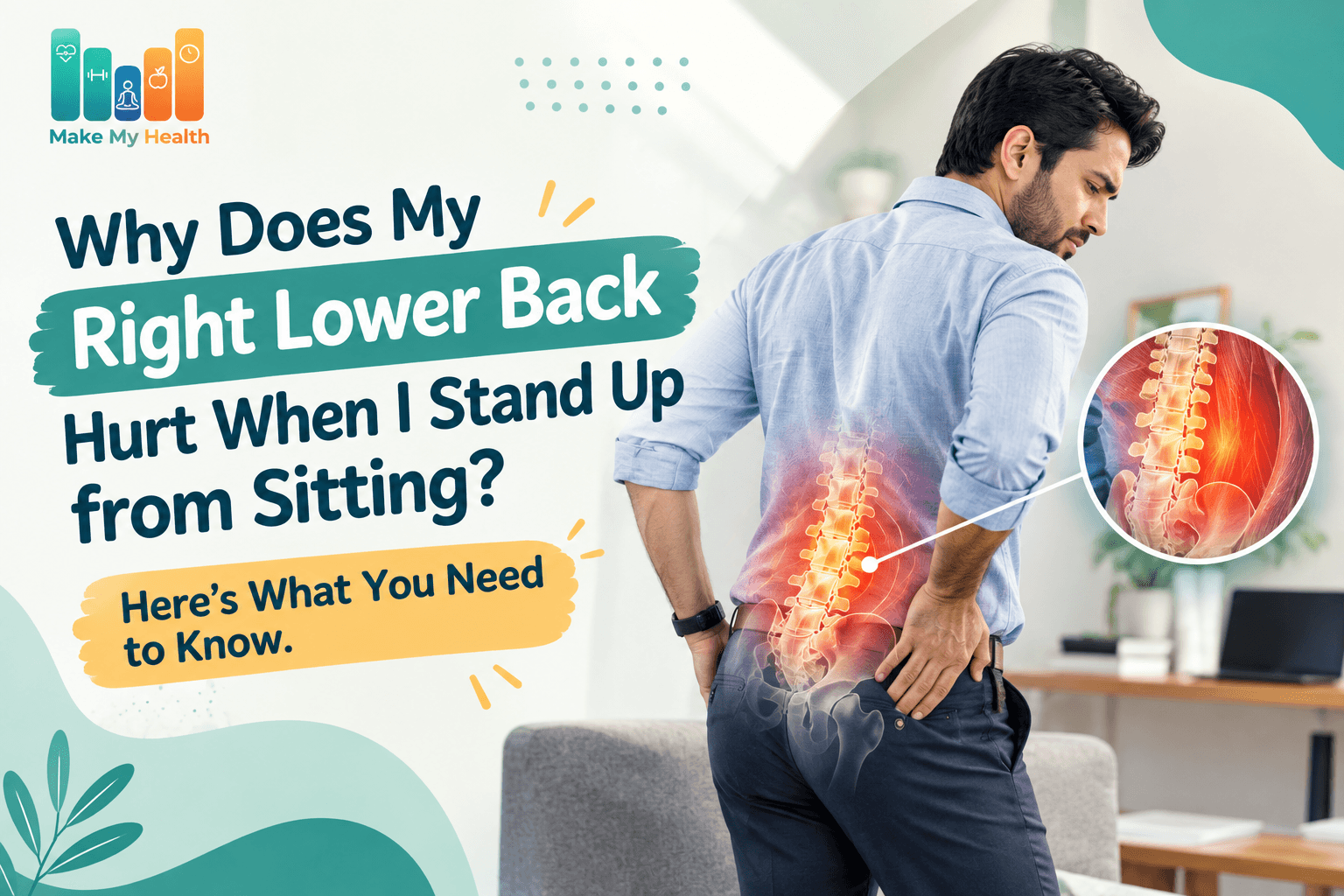 Why does my right lower back hurt when I stand up from sitting?